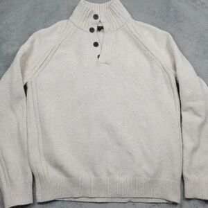 Men's Cream Sweater with Button Collar